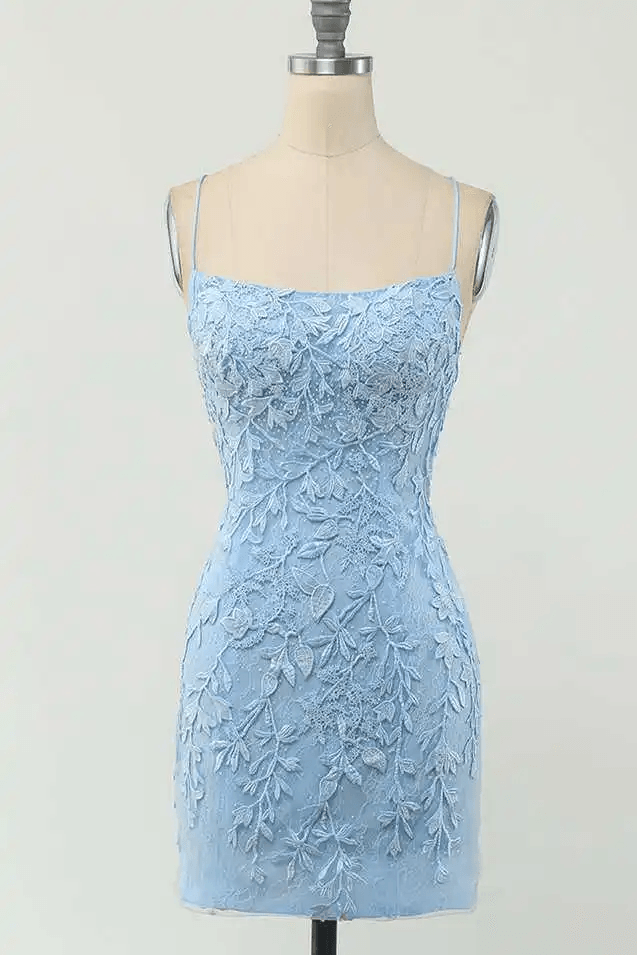Vestido de fiesta corto rosa con apliques y lazo en la espalda, vestido de regreso a casa PD327