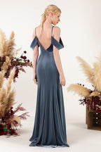 Sweep-Brush Train Velvet Bridesmaid Dress SCB7