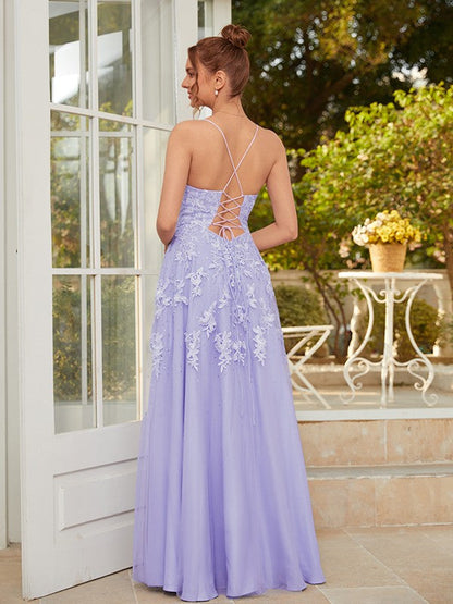 Tulle Formal Gown Floor-Length Prom Dresses SYP164