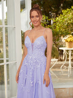 Tulle Formal Gown Floor-Length Prom Dresses SYP164