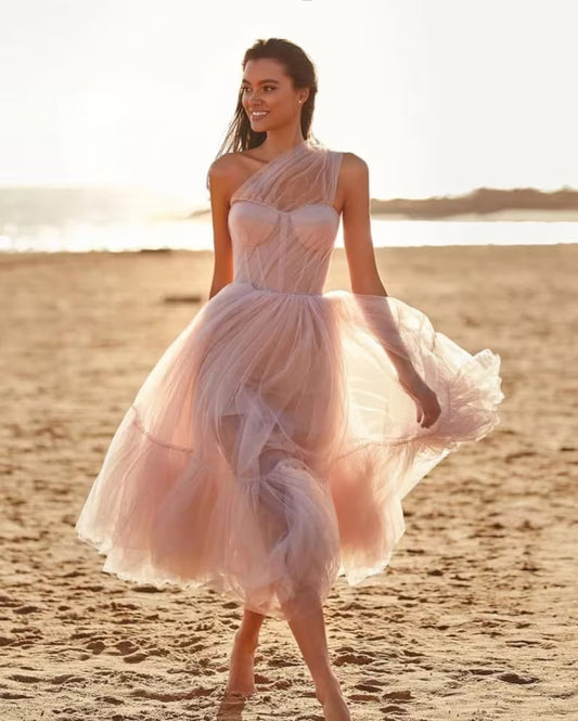 One-Shoulder-Tüll-Ballkleid SYP167