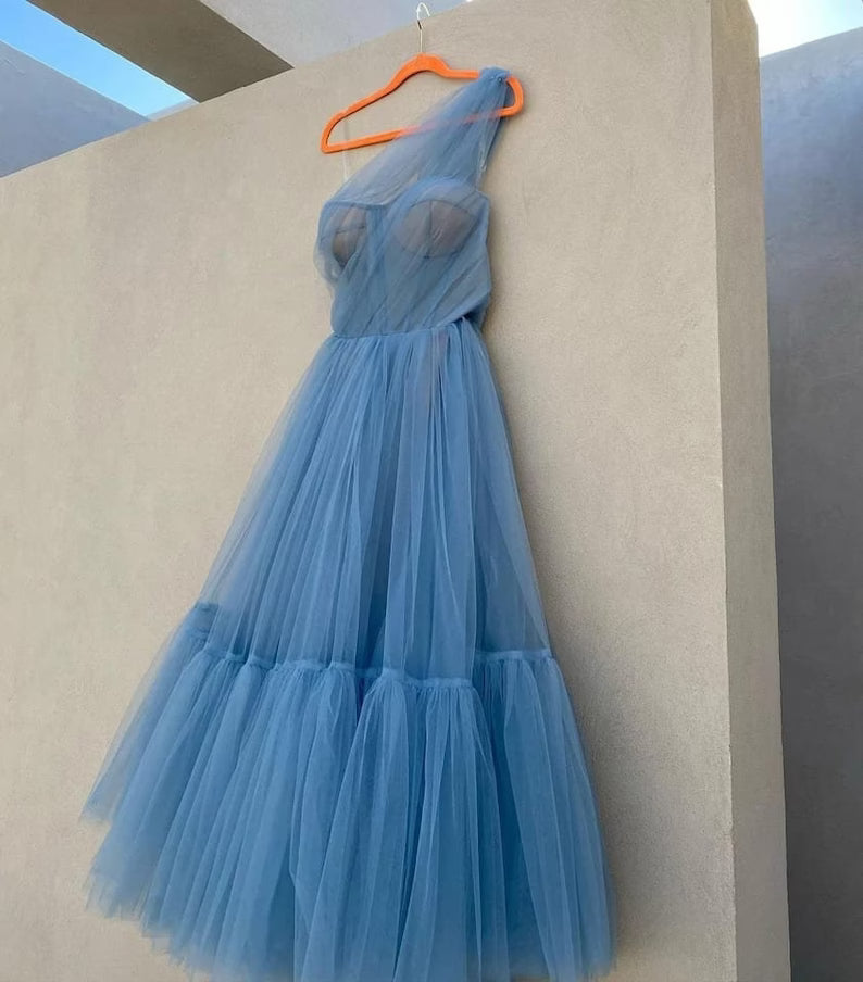 One-Shoulder-Tüll-Ballkleid SYP167