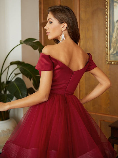 Tulle Ruffles Off-the-Shoulder Prom Dresses SYP141