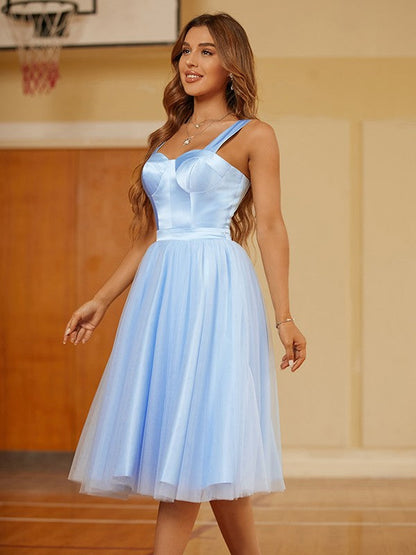Vestido curto com alças na altura do joelho vestidos de festa SYH64 