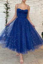 Vestido de fiesta corto de tul con escote en forma de corazón y tirantes finos, largo hasta la rodilla, PD447