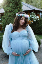 Blue Tulle maternity dress For Photo Shoot SY003