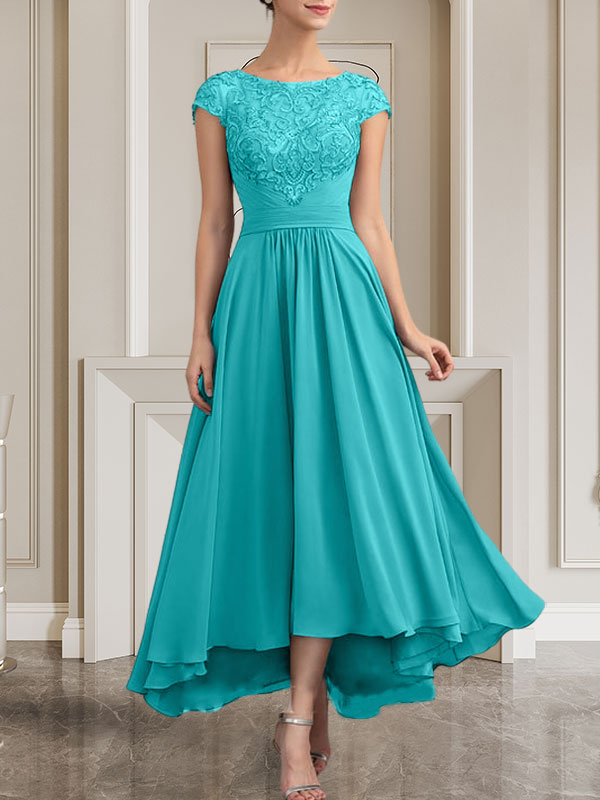 Vestido de gasa con encaje y lentejuelas para madre de la novia, corte A, largo hasta el suelo