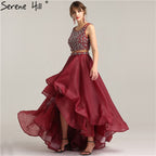 En oferta, sin devolución ni reembolso. Vestido de noche de dos piezas, sexy, corte A, sin mangas, de tul con diamantes, 2025. Foto real LA6259.