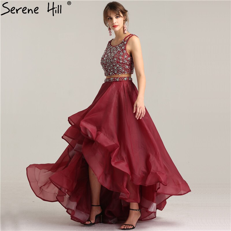 En oferta, sin devolución ni reembolso. Vestido de noche de dos piezas, sexy, corte A, sin mangas, de tul con diamantes, 2025. Foto real LA6259.