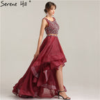 En oferta, sin devolución ni reembolso. Vestido de noche de dos piezas, sexy, corte A, sin mangas, de tul con diamantes, 2025. Foto real LA6259.