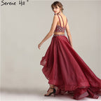 En oferta, sin devolución ni reembolso. Vestido de noche de dos piezas, sexy, corte A, sin mangas, de tul con diamantes, 2025. Foto real LA6259.