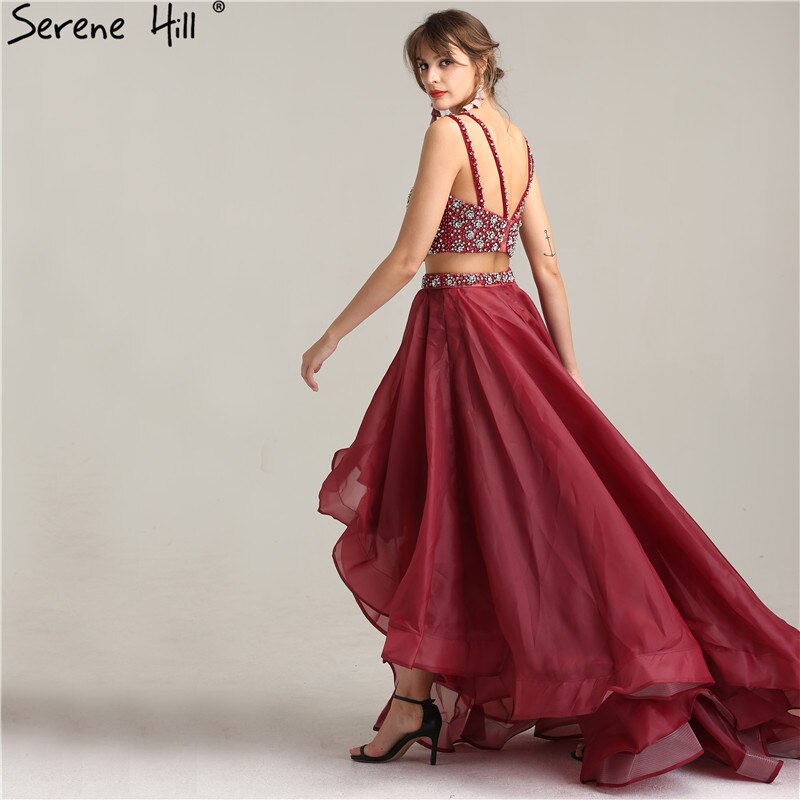 En oferta, sin devolución ni reembolso. Vestido de noche de dos piezas, sexy, corte A, sin mangas, de tul con diamantes, 2025. Foto real LA6259.
