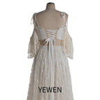 Two Piece Set Lace Cold-Shoulder Boho Dress for Photo Shoot Maxi Dress Fancy Photography Props SY240085