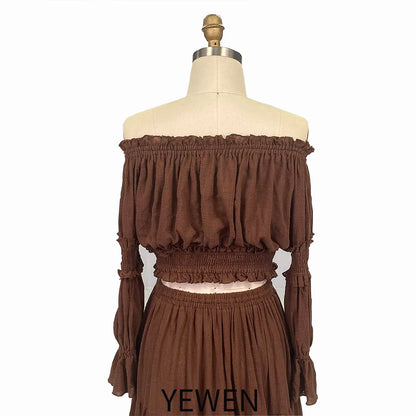 Two Pieces Set Dress Adjustable Waist Woman Boho Photo Shoot Dresses SY231071