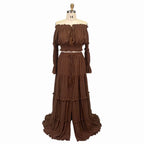 Two Pieces Set Dress Adjustable Waist Woman Boho Photo Shoot Dresses SY231071