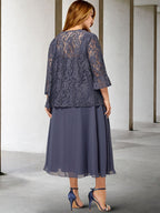 Vestidos de madre de la novia de corte A/princesa con tirantes finos y largo hasta la rodilla