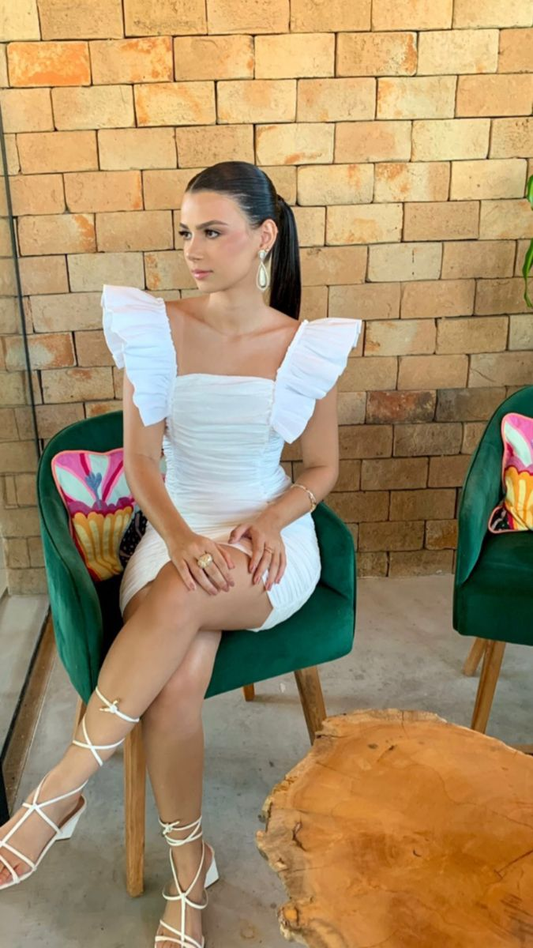 White Pleated Homecoming Dress White Cocktail Dress Y2453