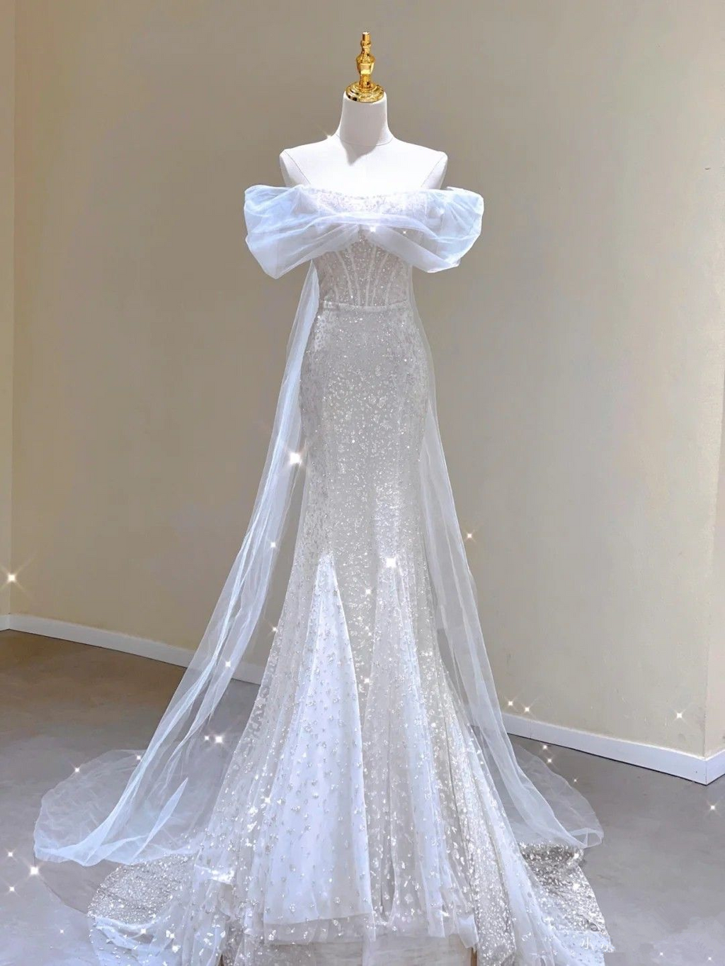 Vestido de novia sirena con purpurina, elegante, Y2415