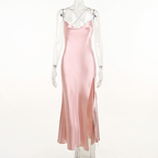 Vestido de fiesta largo de sirena rosa sexy, vestido de noche rosa sin espalda Y1933