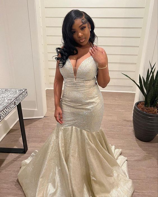 Charming Mermaid Lace-up Back Evening Dress Glam Dress Y6468
