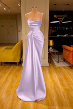 Charmantes Burgunder Spaghettiträger Plissee Meerjungfrau Ballkleid Langes Abendkleid 6868
