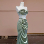 Glamouröses trägerloses Meerjungfrau-Abendkleid mit Plissee, formelles Ballkleid Y7989