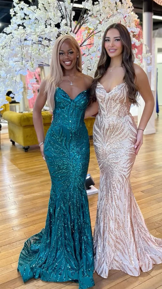 Unique Mermaid Sequins Evening Dress Formal Prom Dress Y8208