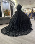 Schwarzes Quinceañera-Kleid, Schwarzes Ballkleid, Sweet 16-Kleid Y1447