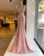 Fashion Square Kragen Ärmelloses Schlank Stil Elegantes Kleid Prom Abendkleid Y4363