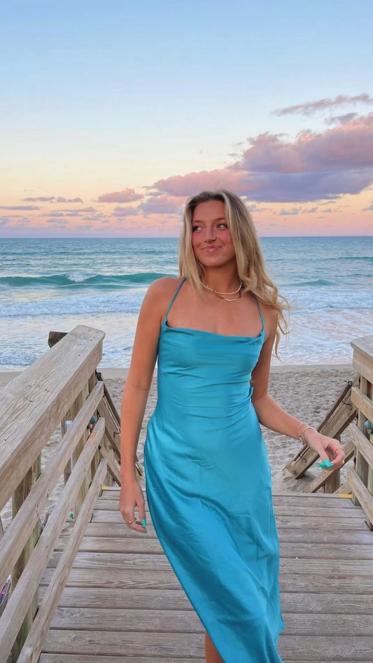 Vestido de noche sencillo tipo tubo para playa Y5289