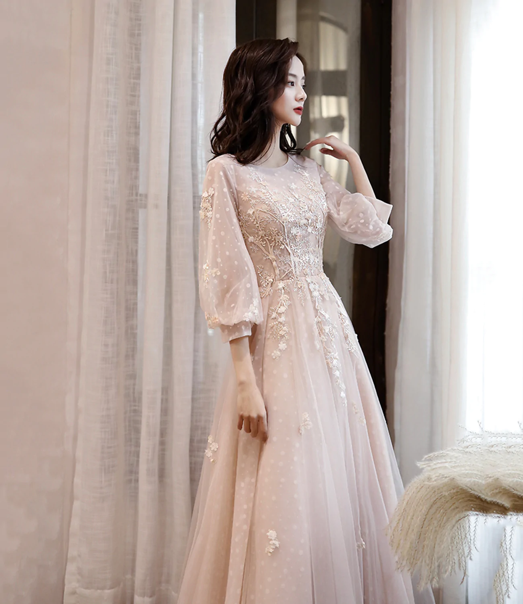 Lindo vestido de fiesta largo de tul con encaje, vestido de noche de corte A Y1291
