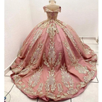 Vestido de quinceañera para niña, con apliques de cuentas, largo hasta el suelo, estilo princesa, Y6521