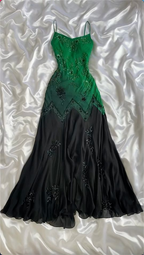 Hermoso vestido de fiesta de gasa verde degradado con cuentas y corte sirena, vestido de noche Y7731