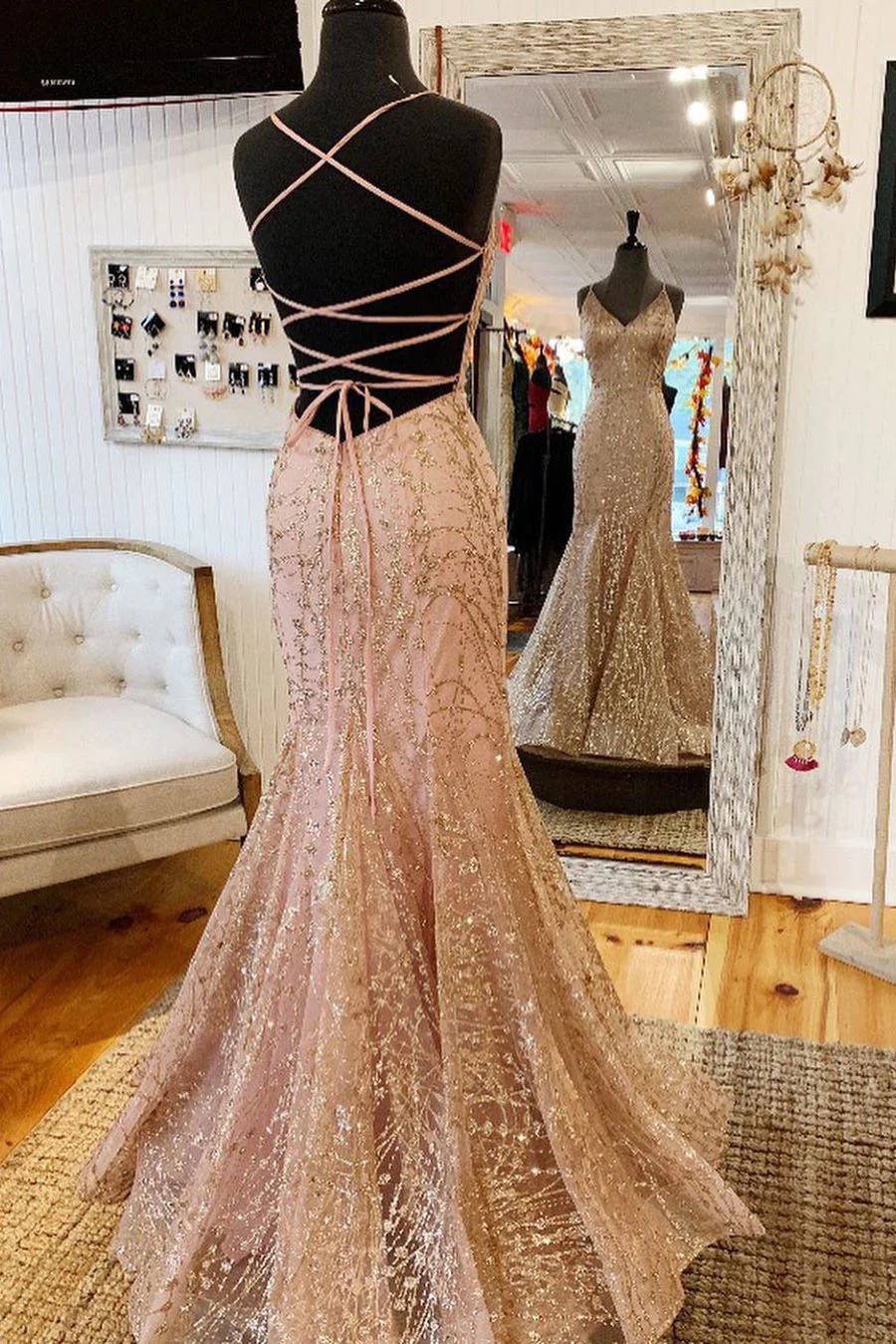 Meerjungfrau V-Ausschnitt Dunkelgrün Ballkleid Atemberaubendes Abendkleid Y325