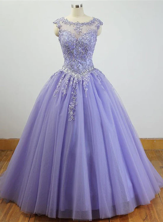 Hermosos vestidos de quinceañera con apliques y cuentas, vestido de fiesta morado Y1252