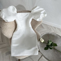Vintage Weißes Homecoming-Kleid mit quadratischem Ausschnitt, Geburtstagsoutfit-Kleid Y4058