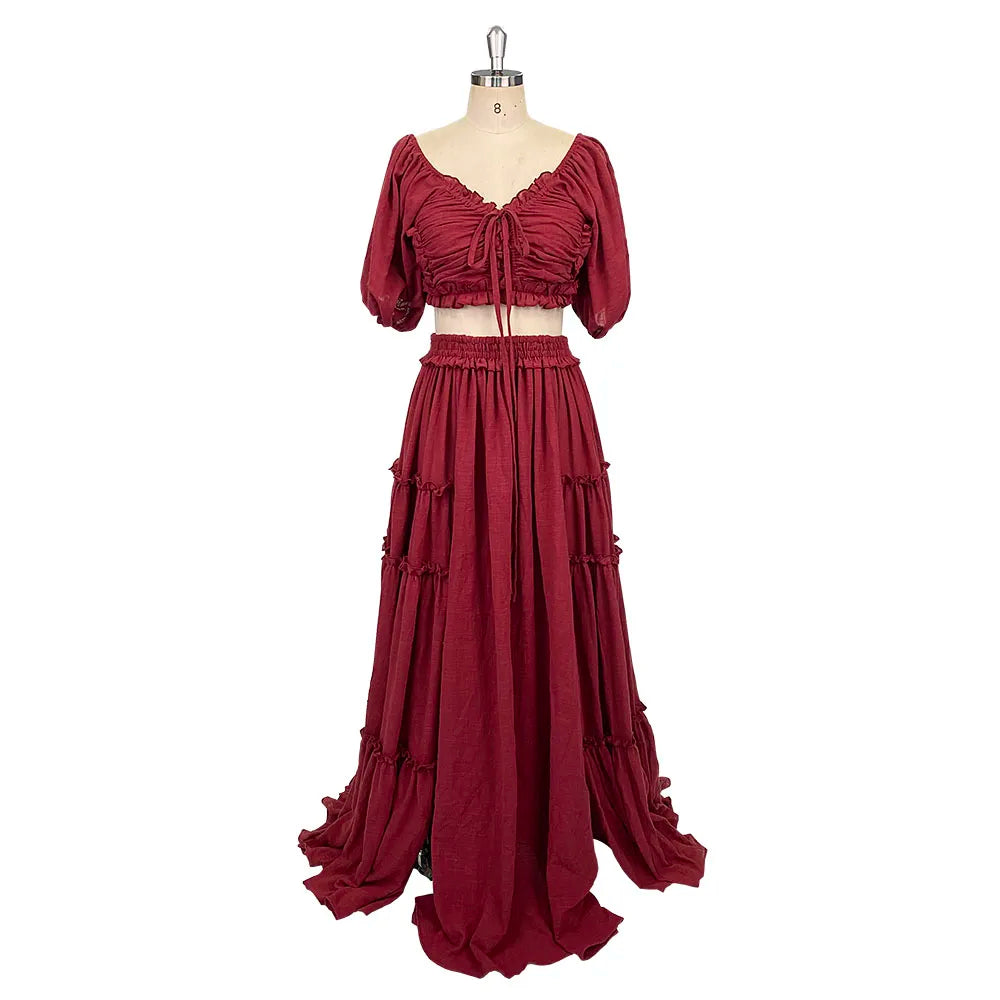 Vestidos de maternidad con escote en V y media manga con aberturas laterales para sesión de fotos SY231021 