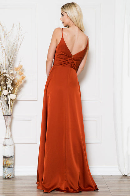 Satin Bridesmaid Dresses with Slit SCB76