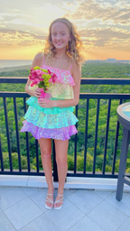 Vestido de fiesta para mujer, con lentejuelas brillantes y brillo, sin mangas, con capas de purpurina y volantes de arcoíris, vestido de noche para club Y2475