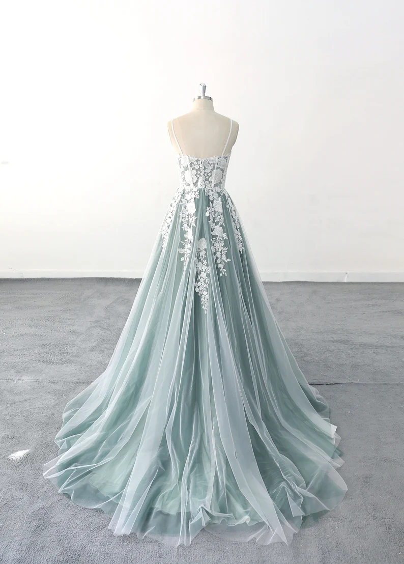 Vestido de novia sexy con escote tipo corsé, largo completo y delicado Y3089
