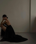 sexy black long prom dress evening dress Y52