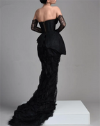 Vintage Schwarzes Spitzen Abendkleid, Schwarzes Galakleid Y1910