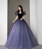 Lila Tüll Pailletten Langes Prinzessinnenkleid Abendkleid Y5619