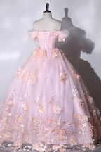 Rosa Blumen Liebsten Ballkleid Abendkleider, Rosa Lange Sweet 16 Kleider Y6951