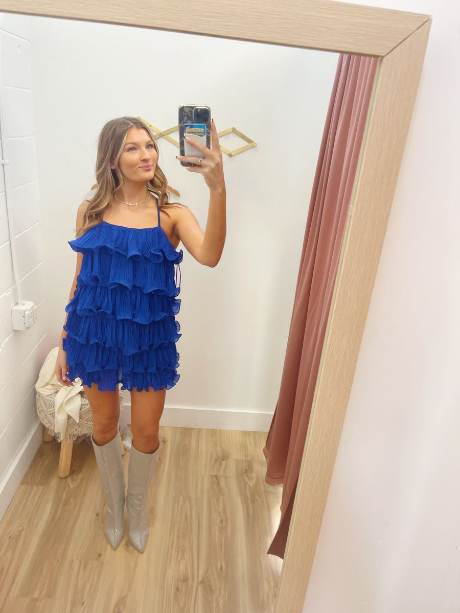 Vestido de fiesta azul rey con capas para regreso a casa, vestido de fiesta azul rey Y2308