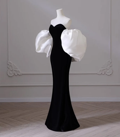Vestido de noche negro de un solo hombro, estilo sirena de alta gama, para banquetes y fiestas, Y4382
