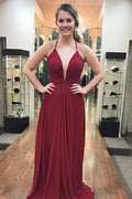 Langes Ballkleid in A-Linie mit V-Ausschnitt und Schlitz SCB65 