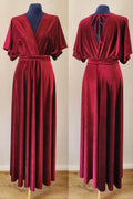 Vestido de dama de honor de terciopelo burdeos SCB70