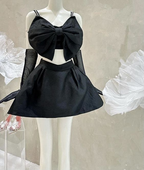 Vestido negro de dos piezas para regreso a casa, vestido de fiesta negro Y2031