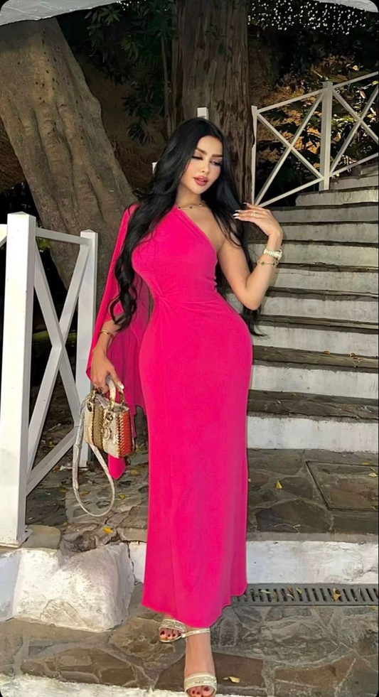 Vestido de noche elegante de una sola manga Y5679
